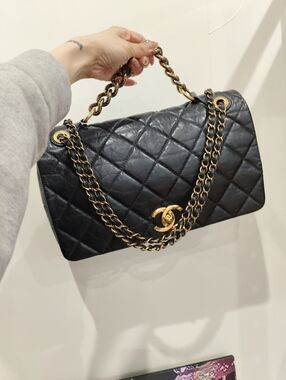 Chanel Black Quilted Lambskin Double Flap Shoulder Bag